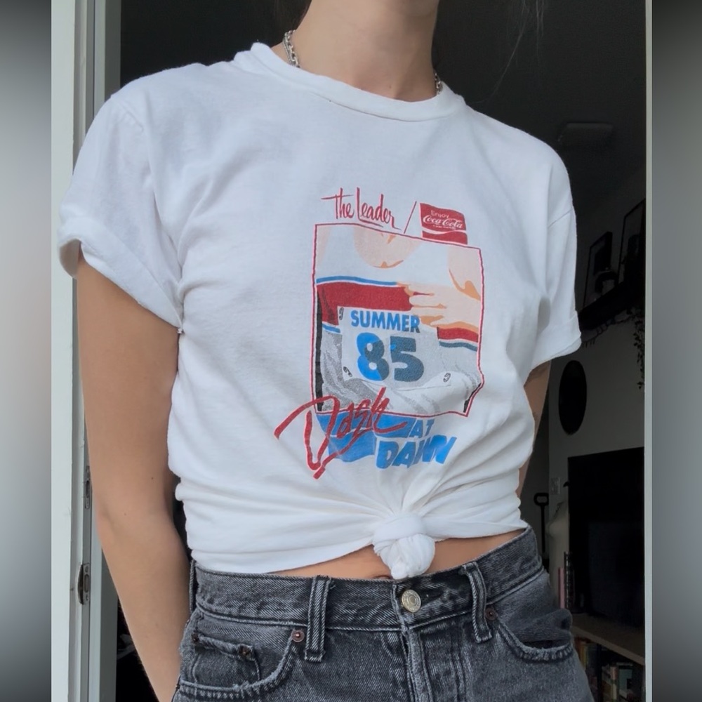 Vintage 1985 Coca Cola White Graphic Tee